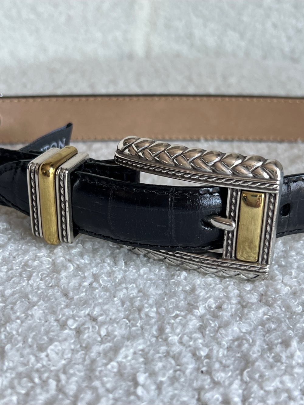 Brighton Black Leather Belt with Silver & Gold Buckle Accents size S - Picture 4 of 5
